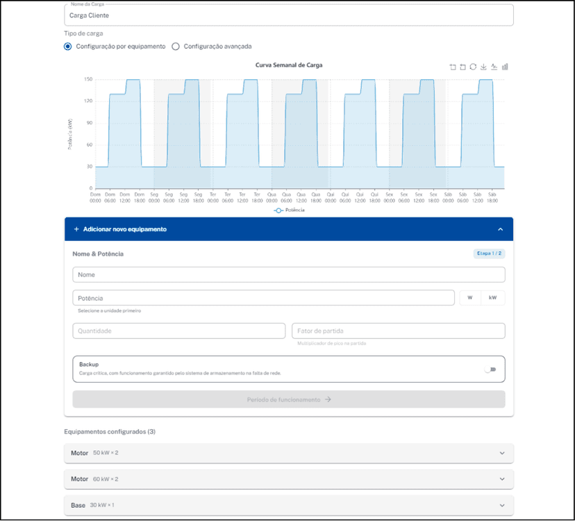 Inserir a carga do cliente